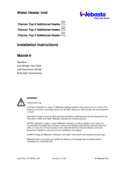 Webasto Mazda 6 Installation Instructions Manual