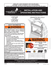 Continental Fireplaces CVF42P Installation And Operating Instructions Manual