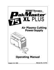Thermal Dynamics PakMaster 75XL Plus Plasma Cutter Service Manual *981 