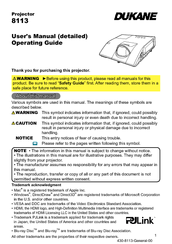 Dukane 8113 User's Manual And Operating Instructions And Operating Instructions