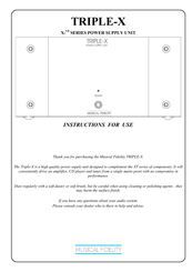 Musical Fidelity Triple-x Instructions For Use Manual