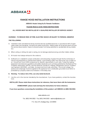 ABBAKA Range Hood & Hy-Ex Ventilation System Installation Instructions Manual