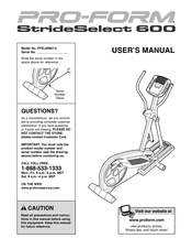 Pro-Form StrideSelect 600 User Manual