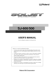 Roland SolJet SJ-600 User Manual
