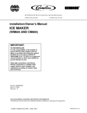 Cornelius WM600 Installation & Owner's Manual