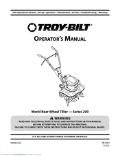 Troy-Bilt Series 200 World Rear Wheel Tiller Operator's Manual