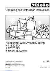 Miele K 12820 SD edt/cs Operating And Installation Instructions