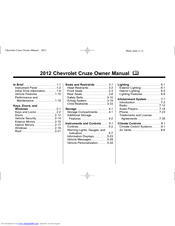 Chevrolet 2012 Cruze Owner's Manual