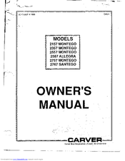 Carver 2157 MONTEGO Owner's Manual