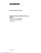 Siemens Optiset E Standard Quick Reference Manual