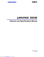 Nec Univerge SV8100 Features And Specifications Manual