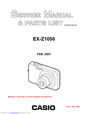 Casio Exilim EX-Z1050 Service Manual & Parts List