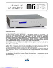 Musical Fidelity M6DAC Instructions For Use Manual
