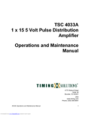 Timing Solutions TSC 4033A Operation And Maintenance Manual
