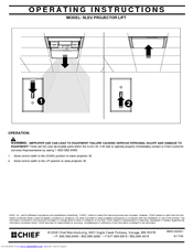 CHIEF SLEU PROJECTOR LIFT Operating Instructions Manual
