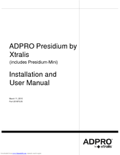 Xtralis ADPRO Presidium-Mini Installation And User Manual
