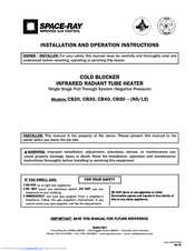 Space-Ray CB40-L5 Installation And Operation Instructions Manual