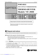 Optex THERMO-HUNTER  VF-3000 Instruction Manual