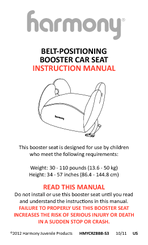Harmony Belt-Positioning booster car seat Instruction Manual