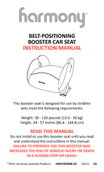 Harmony Belt-Positioning Booster Car Seat Instruction Manual