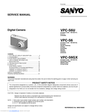 Sanyo VPC-S6 Service Manual