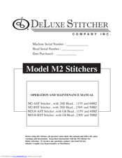 DeLuxe Stitcher M2-AST Operation And Maintenance Manual