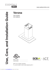 Zephyr Verona ZVO-E30AG Use, Care And Installation Manual