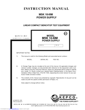 KEPCO MSK 10-I0M Instruction Manual