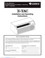 E-Tac GB Series Installation And Operating Instructions Manual