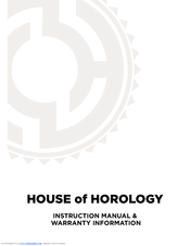 house of horology watch Instruction Manual &  Warranty Information