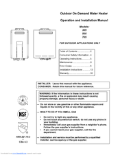 American Water Heater 305 Operation And Installation Manual
