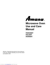 Amana RSL669T Use And Care Manual