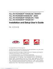 ATI Technologies RADEON 7500 Installation And User Manual