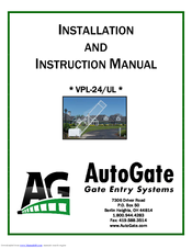 AutoGate VPL-24/UL Installation And Instruction Manual