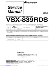 Pioneer VSX-839RDS Manuals | ManualsLib