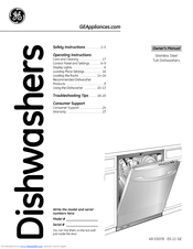 GE Stainless Steel Tub Dishwashers Owner's Manual