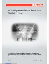 Miele Ventilation Hood Operating And Installation Instructions