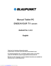 Blaupunkt ENDEAVOUR TV seven Manual