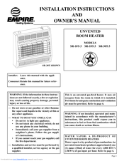 Empire Heating Systems SR-18T Installation Instructions And Owner's Manual