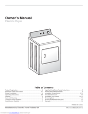 Electrolux Electric Dryer Owner's Manual