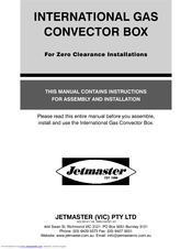 Jetmaster INTERNATIONAL GAS CONVECTOR BOX Instructions For Assembly And Installation