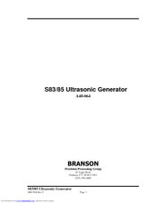 Branson S85 Owner's Manual