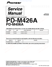 Pioneer PD-M406A Service Manual