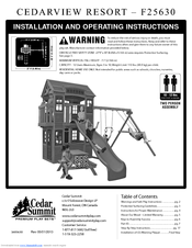 Cedar Summit F25630 Installation And Operating Instructions Manual
