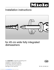 Miele G 618 Installation Instructions Manual