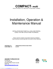 Granby COMPACT- multi Installation, Operation & Maintenance Manual