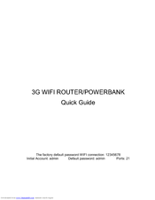 Floureon 3G WIFI ROUTER/POWERBANK Quick Manual