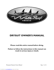 Waterproof DRYSUIT Owner's Manual