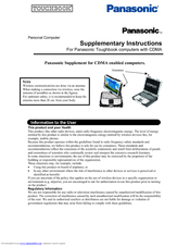 Panasonic Toughbook Series Supplementary Instructions Manual