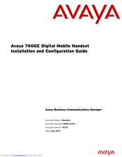 Avaya 7406E Installation And Configuration Manual